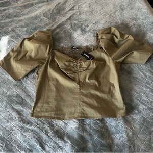Express Olive Green Puff Sleeve Top
